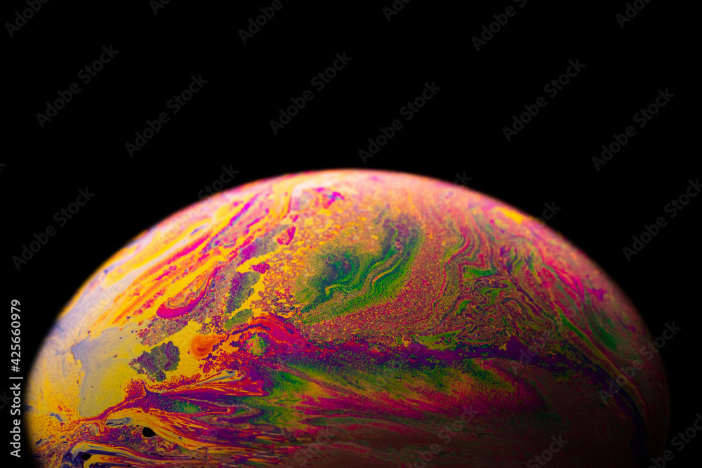 Wall mural globe light. abstract galaxy background with planet earth in universe space with sunlight on dark ba