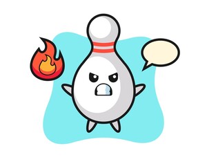 bowling pin character cartoon with angry gesture