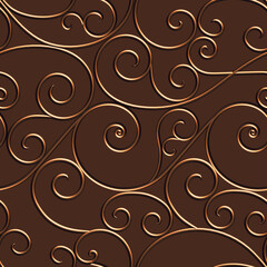 Bronze forged curls. Vintage seamless pattern