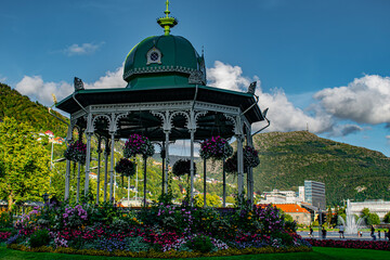 Historical Gazebo in the center of Bergen City, Norway