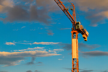 crane on blue sky background