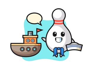 Fototapeta premium Character mascot of bowling pin as a sailor man