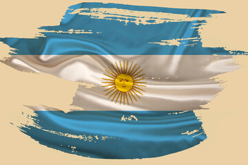 creative national grunge flag, Argentina flag brushstroke on beige isolated background, concept of...