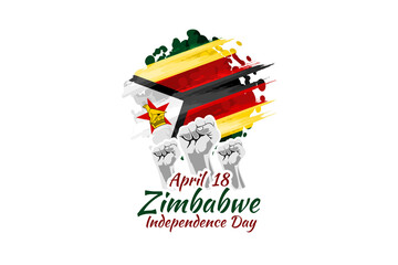 April 18, Independence day of Zimbabwe vector illustration. Suitable for greeting card, poster and banner. 