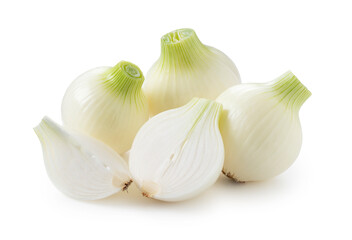 New onions on a white background