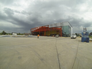 Fototapeta na wymiar Aircraft hangar construction 