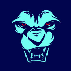 Funny funky monkey Line. Pop Art logo. Colorful design with dark background. Abstract vector illustration. Isolated black background for t-shirt, poster, clothing, merch, apparel, badge design