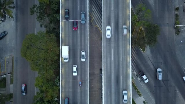 Aerial shot of the traffic on Boulevard Lazaro Cardenas