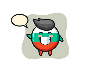 bulgaria flag badge cartoon character doing wave hand gesture