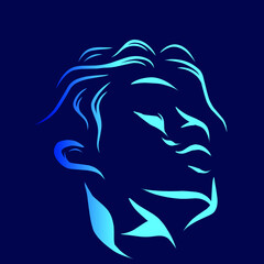 Man Line Pop Art logo. Colorful design with dark background. Abstract vector illustration. 