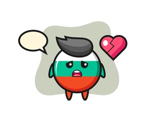 bulgaria flag badge cartoon illustration is broken heart