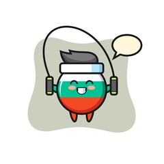 bulgaria flag badge character cartoon with skipping rope