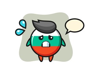 bulgaria flag badge mascot character with afraid gesture