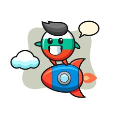 bulgaria flag badge mascot character riding a rocket