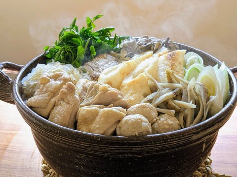 Japanese Hot Pot with Kiritanpo (Mashed Rice), Akita Prefecture, Japan