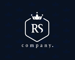 Creative letter RS, R and S graceful logo. Elegant emblem and beautiful calligraphy. The hexagonal vintage symbol for book design, brand name, business card, restaurant, boutique, hotel, cafe, badge.