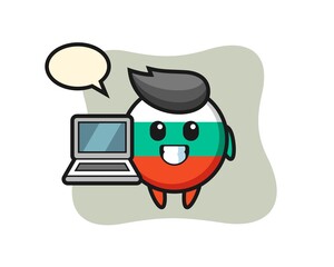 Mascot Illustration of bulgaria flag badge with a laptop