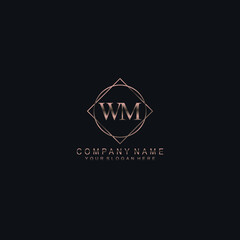 WM Initials handwritten minimalistic logo template vector