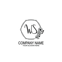 WS Initials handwritten minimalistic logo template vector