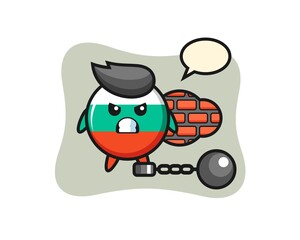 Character mascot of bulgaria flag badge as a prisoner