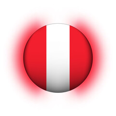 Glass light ball with flag of Peru. Round sphere, template icon. Peruvian national symbol. Glossy realistic ball, 3D abstract vector illustration highlighted on a white background. Big bubble