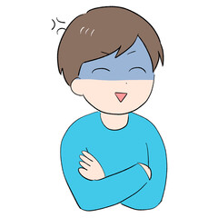 笑いながら怒っている腕組みした男性	
