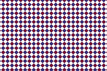 Patrón de cuadrados en azul y rojo con borde negro sobre fondo blanco