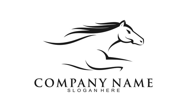 Run horse elegant vector logo