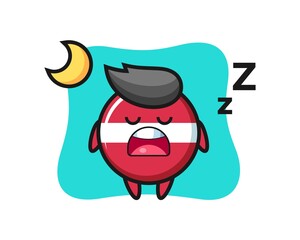 latvia flag badge character illustration sleeping at night