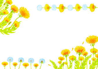 Obraz premium たんぽぽの水彩画アナログイラスト