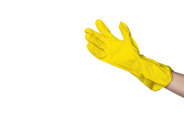 Hand in a rubber business glove isolated on a white background.