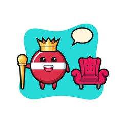 Mascot cartoon of latvia flag badge as a king
