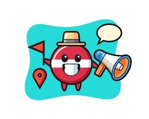 Character cartoon of latvia flag badge as a tour guide