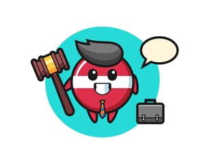 Illustration of latvia flag badge mascot as a lawyer