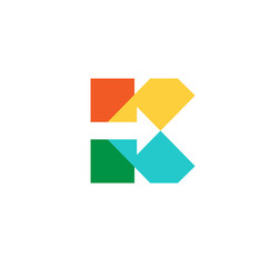 minimalist colorful Letter K with arrow logo design vector