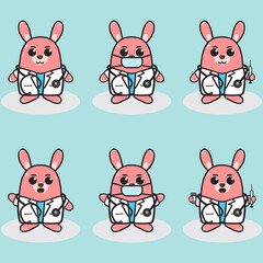 Fototapeta premium Cartoon illustration of a cute little Rabbit Doctor. Good for icon, logo, label, sticker, clipart.