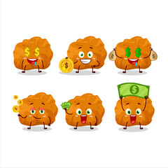 Karage cartoon character with cute emoticon bring money