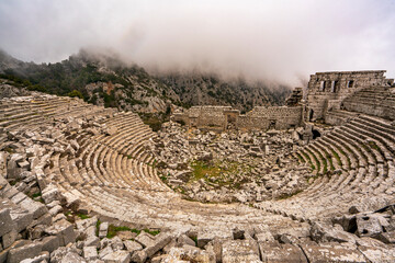 Scenic view of theater of Termessos, which  was a Pisidian city built at an altitude of more than...