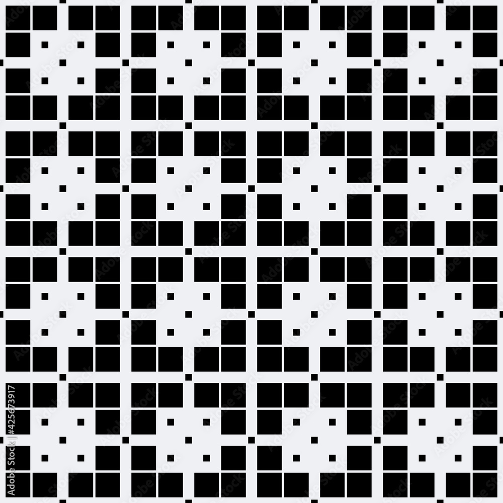 Poster Abstract tile with empty center. Monochrome pattern techno blocks.