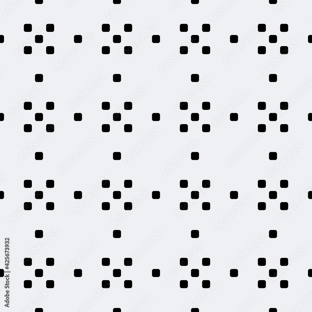 Poster Five pixels and ampty space between. White background, vector pattern.