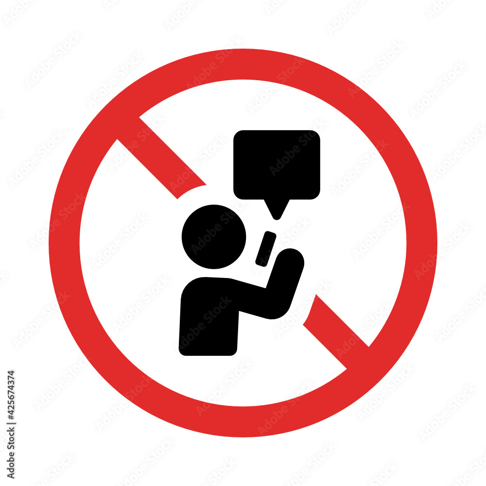 Poster no talking or chat with speech bubble symbol sign vector.