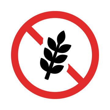 Gluten Free Grain, No Wheat Sign Vector.