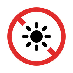 No sun, not allow sunlight prohibited sign vector.