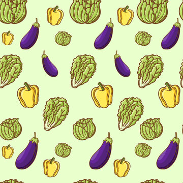 Vegetables Seamless Pattern Background