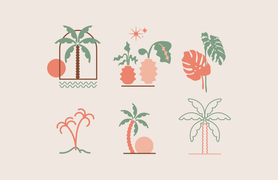 Summer waves Vector set icons and symbols vector logo elementes template 