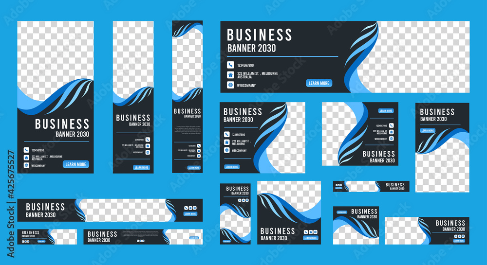 Wall mural set of creative web banners of standard size with a place for photos. vertical, horizontal and squar