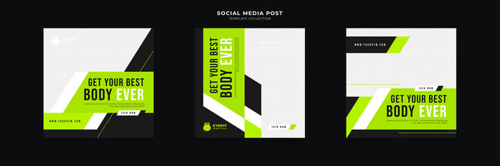 fitness and gym social media post template collection