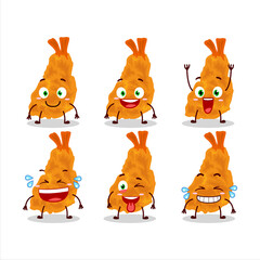 Cartoon character of fried shrimp with smile expression