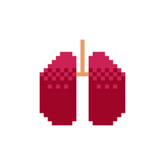 Human lungs pixel art icon. isolated vector illustration. Design stickers, logo, app, anatomy, science, medicine, education. 8-bit.