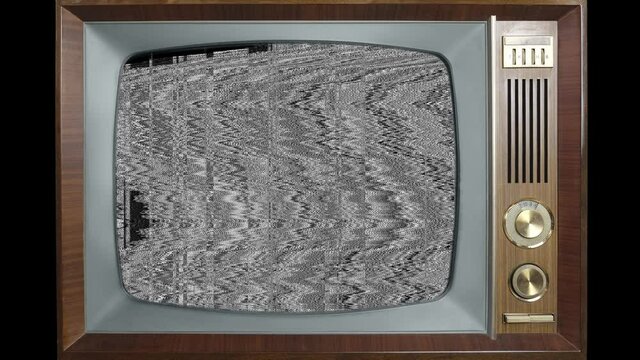 old tube vintage TV with the national flag of Mongolia on the screen, interference, white noise, the concept of eternal values on television, global world trade, politics, retro technology, 4K